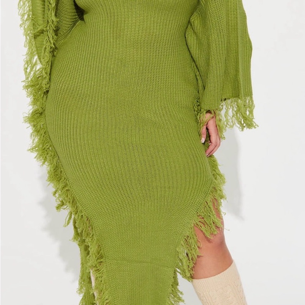 Fashion Nova Venae Sweater Maxi Dress - Chartreuse